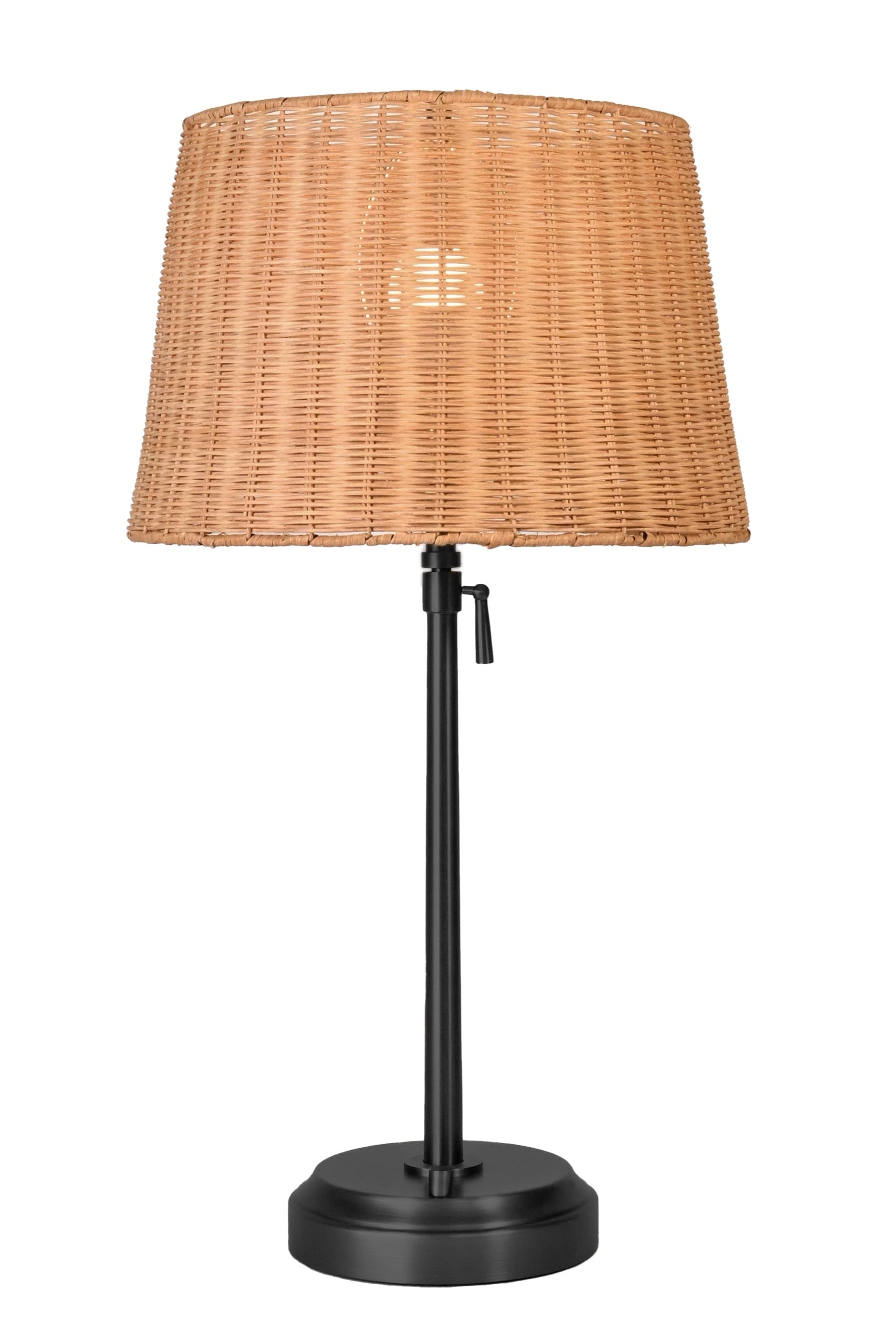 Alexis Cordless Table Lamp - Black with Rattan Shade