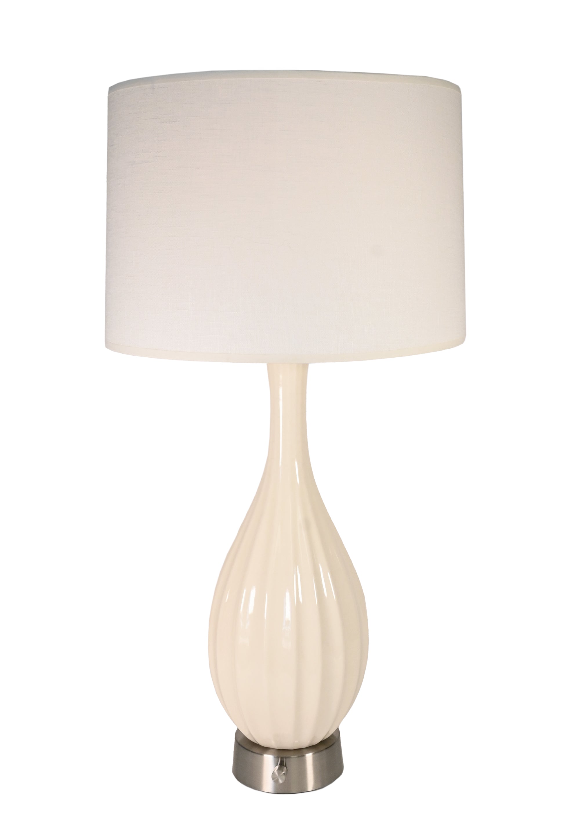 Ava Mini Cordless Lamp Ivory on nickel Made in the USA