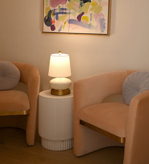 bella ivory on brass cordless small lamp