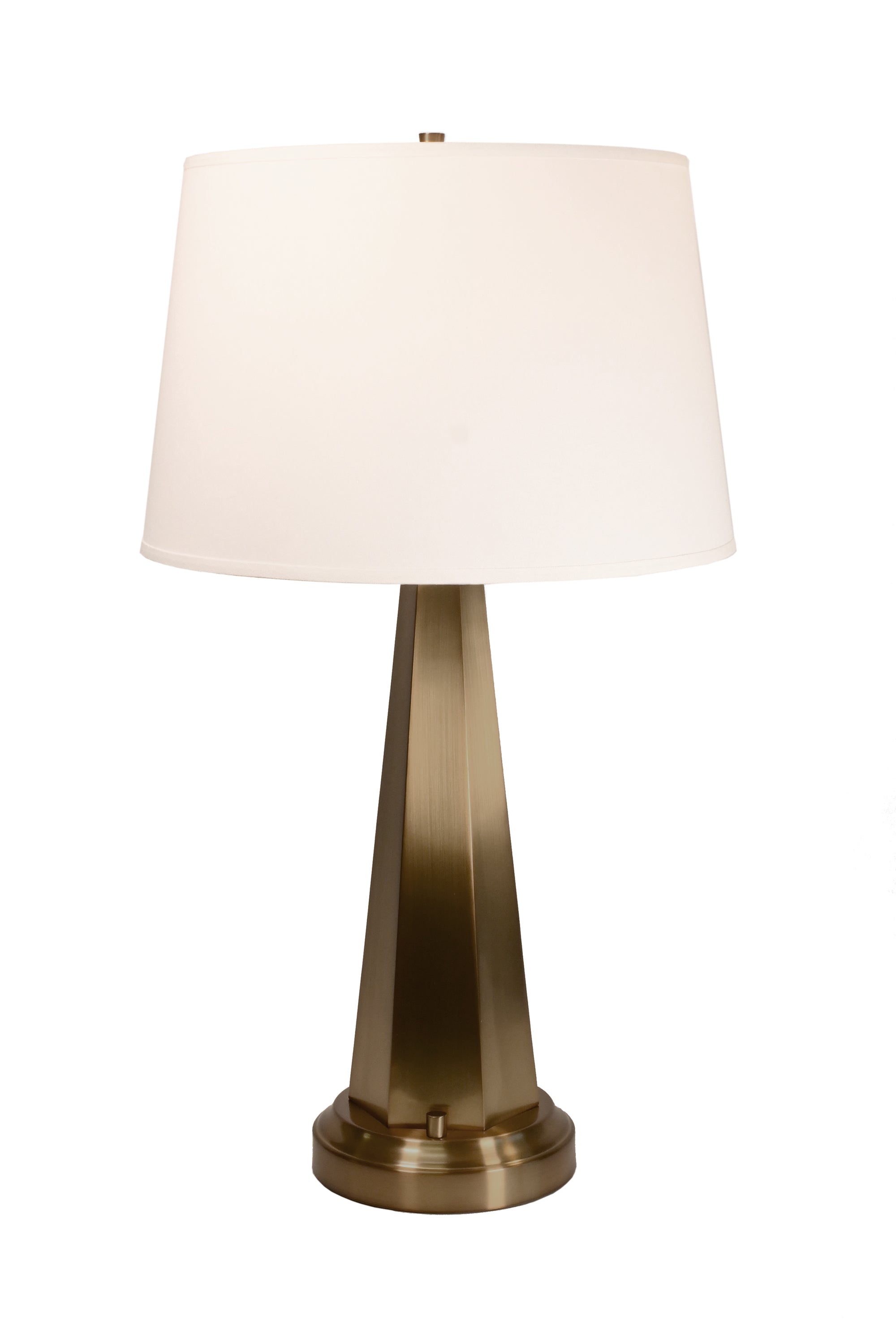 Antique Brass Cordless Table Lamp with Linen Shade