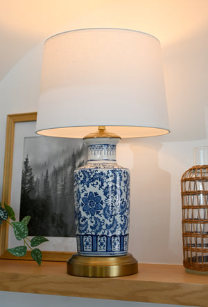 cordless rechargeable designer blue and white porcelain lamp