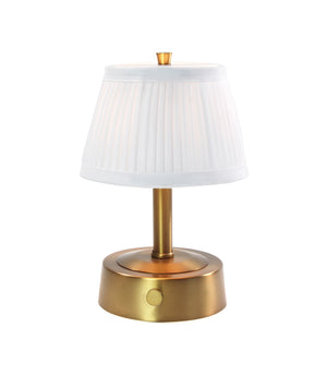 mini brass cordless lamp with pleated shade by modern lantern