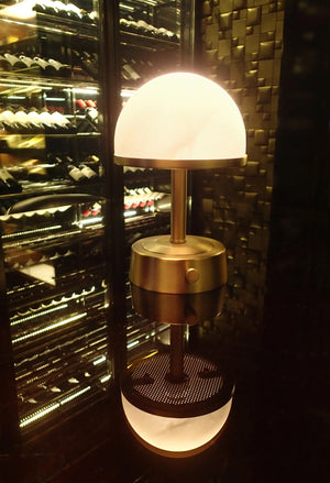 mini art deco brass cordless lamp for bars and restaurants