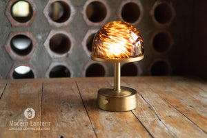 tortoise shell brass cordless mini lamp for hospitality