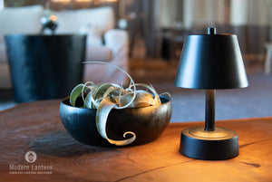Modern Lantern Mini Metal Cordless Lamp on Brushed Nickel – LoftModern